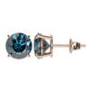 Image 2 : 2.50 ctw Certified Intense Blue Diamond Stud Earrings 10k Rose Gold - REF-228W3H
