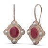 Image 2 : 9.96 ctw Ruby & Diamond Earrings 18K Rose Gold - REF-336M4G