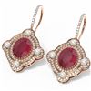 Image 3 : 9.96 ctw Ruby & Diamond Earrings 18K Rose Gold - REF-336M4G