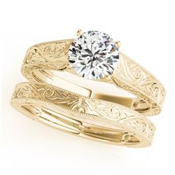 1 ctw Certified VS/SI Diamond Solitaire 2pc Wedding Set 14k Yellow Gold - REF-273F2M