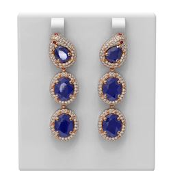 21.3 ctw Sapphire & Diamond Earrings 18K Rose Gold - REF-467K6Y