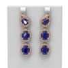 Image 1 : 21.3 ctw Sapphire & Diamond Earrings 18K Rose Gold - REF-467K6Y