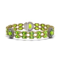 29.69 ctw Peridot & Diamond Bracelet 14K Yellow Gold - REF-242G3W