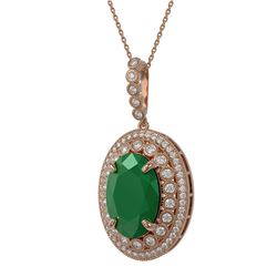 18.25 ctw Emerald & Diamond Victorian Necklace 14K Rose Gold - REF-690X9A