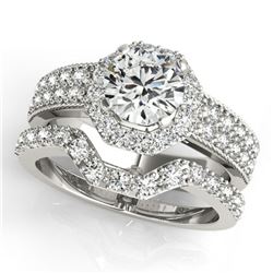 1.69 ctw Certified VS/SI Diamond 2pc Wedding Set Halo 14k White Gold - REF-307H3R