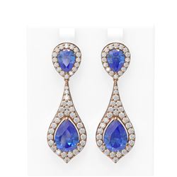11.4 ctw Tanzanite & Diamond Earrings 18K Rose Gold - REF-525W5H