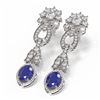 Image 3 : 8.66 ctw Sapphire & Diamond Earrings 18K White Gold - REF-540N9F
