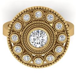 0.91 ctw Certified VS/SI Diamond Art Deco Ring 14k Yellow Gold - REF-160H2R