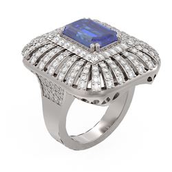 7.27 ctw Tanzanite & Diamond Ring 18K White Gold - REF-527M3G