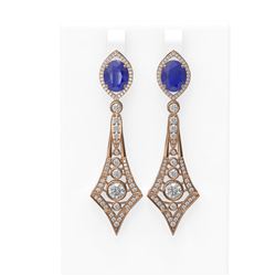 10.32 ctw Sapphire & Diamond Earrings 18K Rose Gold - REF-525A5N