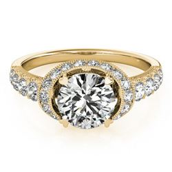 1.75 ctw Certified VS/SI Diamond Halo Ring 18k Yellow Gold - REF-315F2M