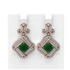 Image 1 : 7.51 ctw Emerald & Diamond Earrings 18K Rose Gold - REF-306M2G