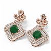 Image 3 : 7.51 ctw Emerald & Diamond Earrings 18K Rose Gold - REF-306M2G