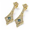 Image 3 : 3.4 ctw Intense Blue Diamond Earrings 18K Yellow Gold - REF-303F8M