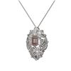 Image 3 : 6.38 ctw Morganite & Diamond Necklace 18K White Gold - REF-425H5R