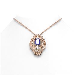 7.41 ctw Sapphire & Diamond Necklace 18K Rose Gold - REF-280A2N