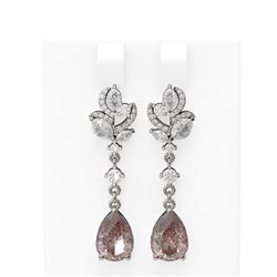 7.82 ctw Morganite & Diamond Earrings 18K White Gold - REF-525Y5X