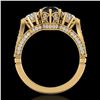 Image 3 : 2.18 ctw Fancy Black Diamond Art Deco 3 Stone Ring 18k Yellow Gold - REF-200N2F