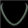 Image 1 : 34.11 ctw Emerald & Diamond Micro Pave Halo Necklace 10k White Gold - REF-709K3Y