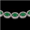 Image 3 : 34.11 ctw Emerald & Diamond Micro Pave Halo Necklace 10k White Gold - REF-709K3Y