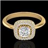 Image 1 : 1.16 ctw Micro SI Cushion Diamond Engagment Ring Halo 18k Yellow Gold - REF-149G5W