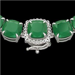 116 ctw Emerald & VS/SI Diamond Micro Pave Necklace 14k White Gold - REF-981R8K