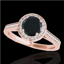 1.93 ctw Certified VS Black Diamond Solitaire Halo Ring 10k Rose Gold - REF-57F8M