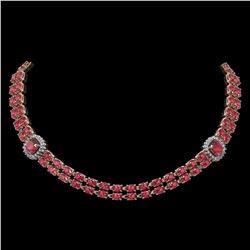 38.37 ctw Tourmaline & Diamond Necklace 14K Rose Gold - REF-527F3M