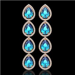 10.8 ctw Swiss Topaz & Diamond Micro Pave Halo Earrings 10k Rose Gold - REF-172H8R