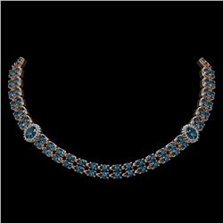 39.28 ctw London Topaz & Diamond Necklace 14K Rose Gold - REF-454K5Y