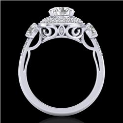 2.05 ctw VS/SI Diamond Solitaire Art Deco 3 Stone Ring 18k White Gold - REF-490F9M