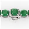 Image 1 : 46 ctw Emerald & Micro VS/SI Diamond Bracelet 14k White Gold - REF-345M5G