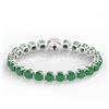 Image 2 : 46 ctw Emerald & Micro VS/SI Diamond Bracelet 14k White Gold - REF-345M5G