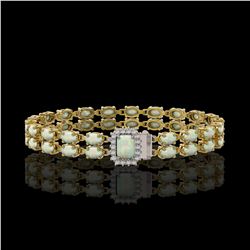 13.48 ctw Opal & Diamond Bracelet 14K Yellow Gold - REF-236M4G