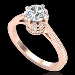 1.14 ctw VS/SI Diamond Solitaire Art Deco Ring 18k Rose Gold - REF-220A5N