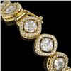 Image 3 : 13.06 ctw Cushion Cut Diamond Micro Pave Bracelet 18K Yellow Gold - REF-1690H2R