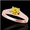 Image 1 : 1 ctw Certified SI/I Fancy Intense Yellow Diamond Ring 10k Rose Gold - REF-184X3A