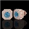 Image 2 : 2.75 ctw Fancy Intense Blue Diamond Art Deco Earrings 18k Rose Gold - REF-290X9A