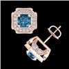 Image 3 : 2.75 ctw Fancy Intense Blue Diamond Art Deco Earrings 18k Rose Gold - REF-290X9A