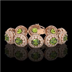 44.22 ctw Tourmaline & Diamond Victorian Bracelet 14K Rose Gold - REF-1342H4R