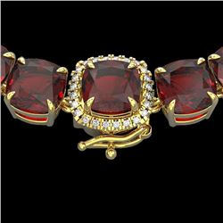 87 ctw Garnet & Diamond Micro Pave Necklace 14k Yellow Gold - REF-320X2A