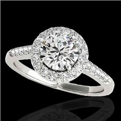 1.5 ctw Certified Diamond Solitaire Halo Ring 10k White Gold - REF-177Y3X