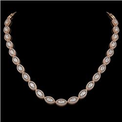 24.42 ctw Marquise Cut Diamond Micro Pave Necklace 18K Rose Gold - REF-3359A5N