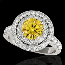 2.25 ctw Certified SI/I Fancy Intense Yellow Diamond Ring 10k White Gold - REF-218G2W