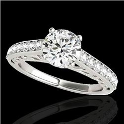 1.4 ctw Certified Diamond Solitaire Ring 10k White Gold - REF-190H9R