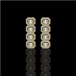 3.84 ctw Emerald Cut Diamond Micro Pave Earrings 18K Yellow Gold - REF-459K8Y