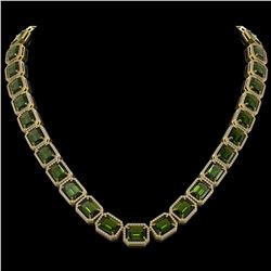 80.65 ctw Tourmaline & Diamond Micro Pave Halo Necklace 10k Yellow Gold - REF-1163R6K