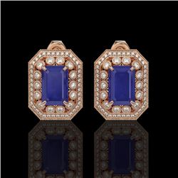 13.75 ctw Sapphire & Diamond Victorian Earrings 14K Rose Gold - REF-266K4Y