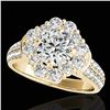 Image 1 : 2.16 ctw Certified Diamond Solitaire Halo Ring 10k Yellow Gold - REF-229G3W
