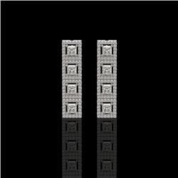4.01 ctw Princess Cut Diamond Micro Pave Earrings 18K White Gold - REF-346M3G